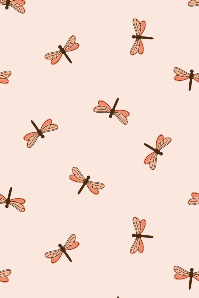 Pattern repeat of Dragonflies removable wallpaper design
