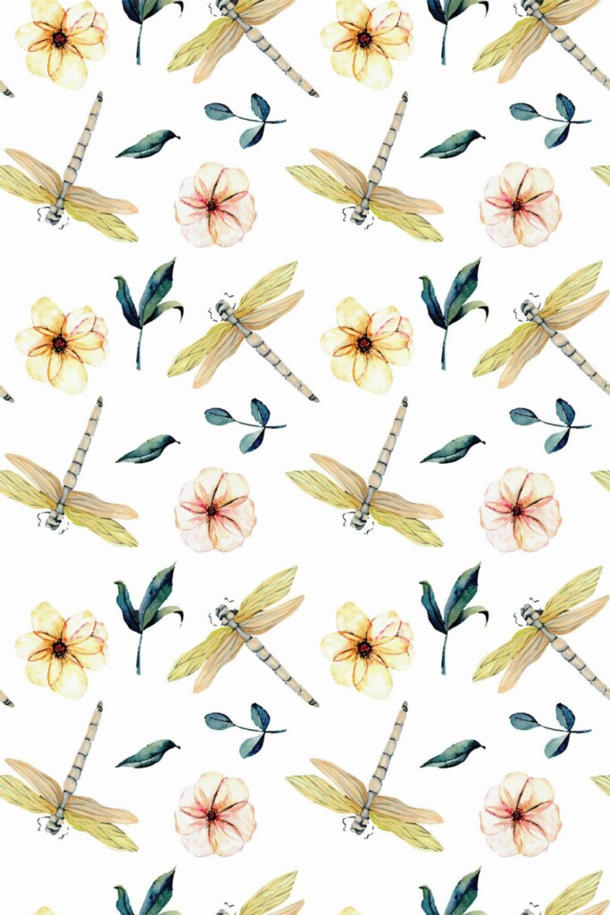 Pattern repeat of Dragonfly removable wallpaper design