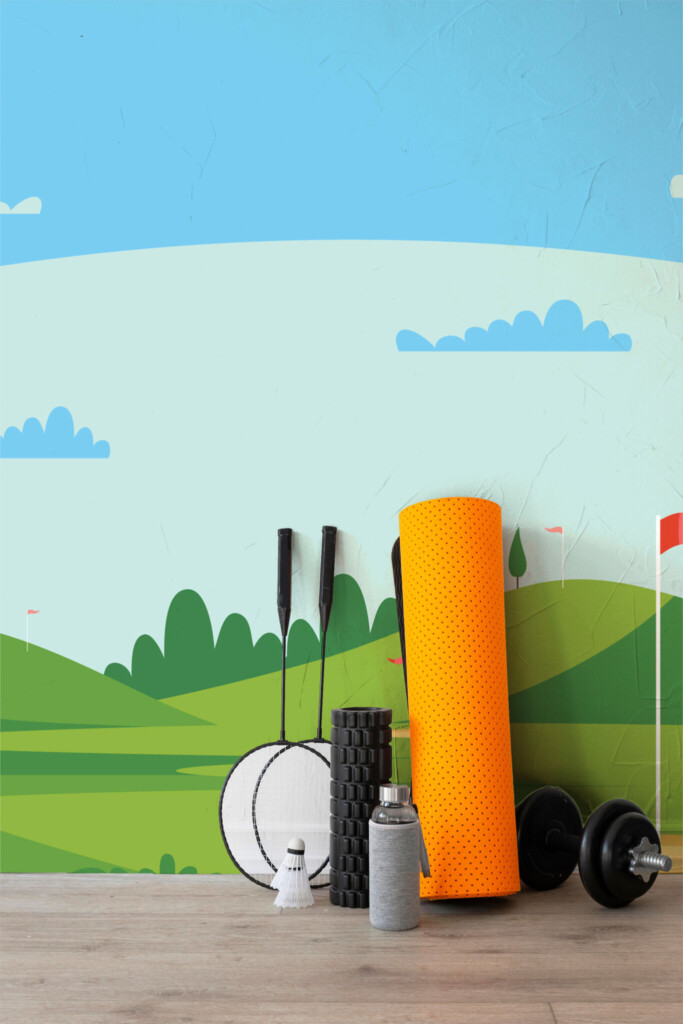 Fancy Walls drawn golf course peel and stick wall mural.