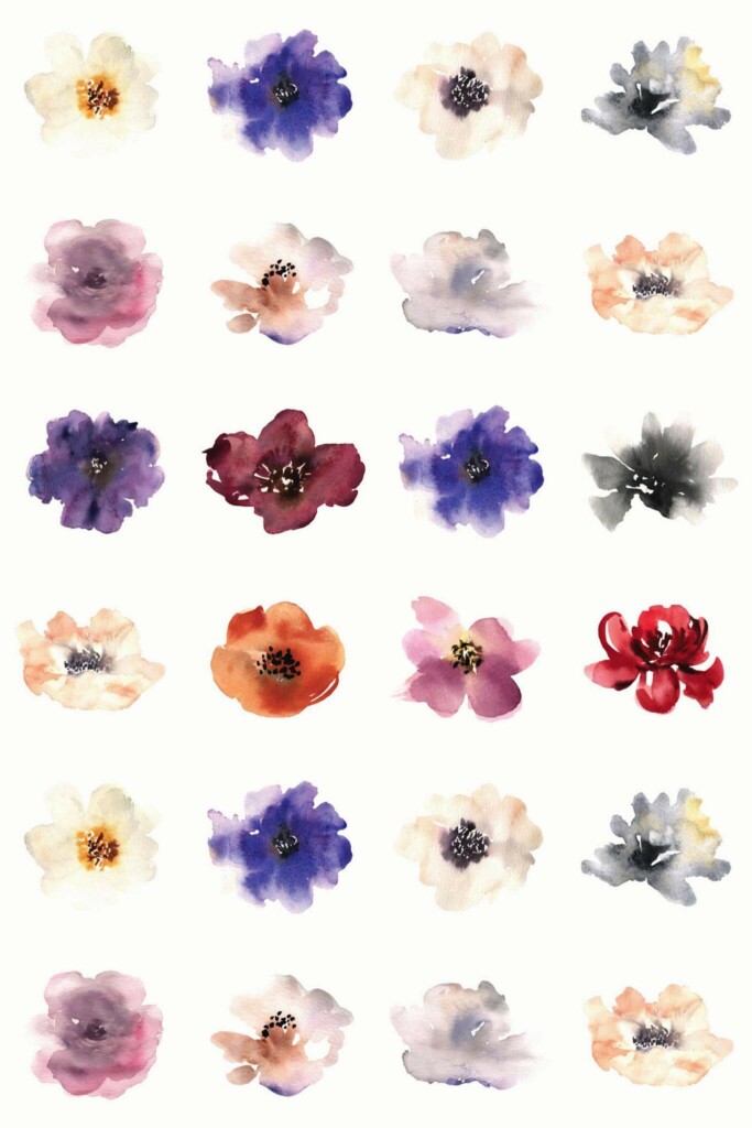 Pattern repeat of Dreamy Petals Beauty Salon removable wallpaper design