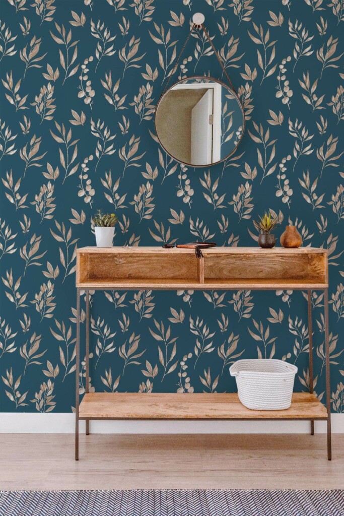 Contemporary style entryway decorated with Dried leaf peel and stick wallpaper