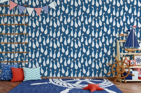 blue and white accent wall peel and stick removable wallpaper