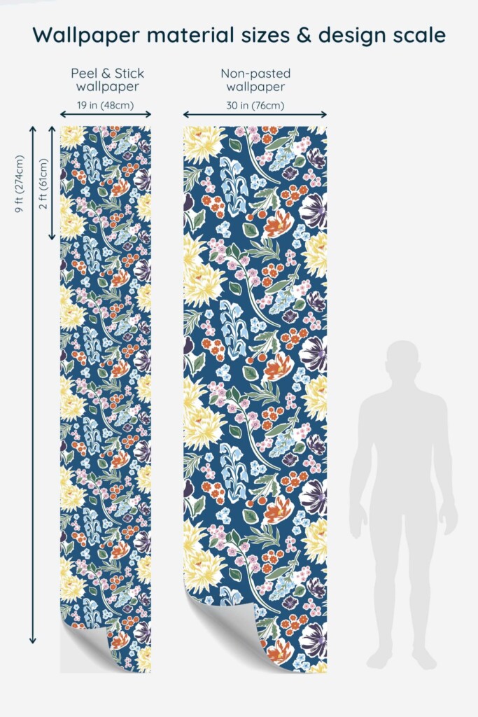 Removable wallpaper with bold colorful flowers by Fancy Walls
