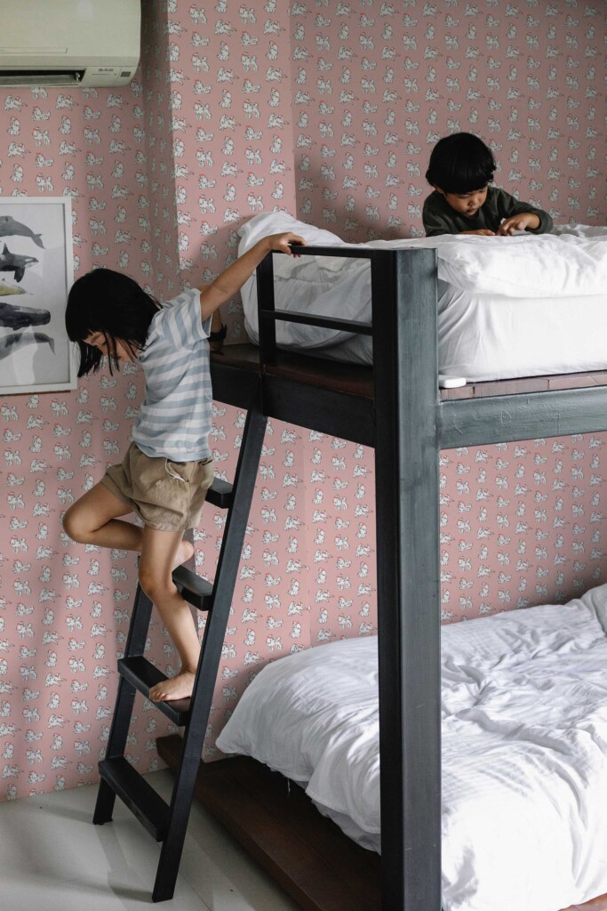 Fancy Walls self-adhesive wallpaper featuring Dusty rose poodles