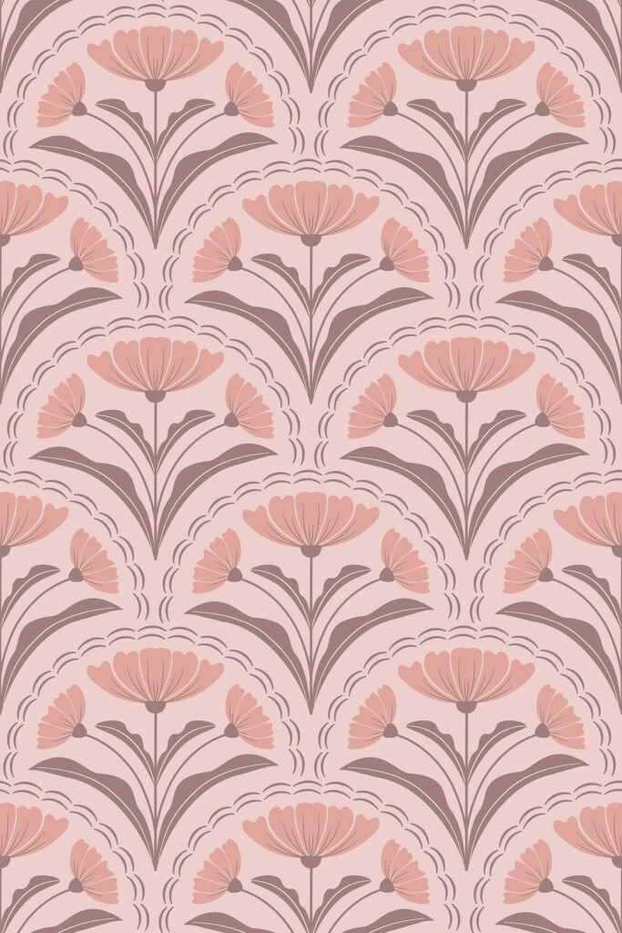Self-adhesive dusty rose floral wallpaper by Fancy Walls
