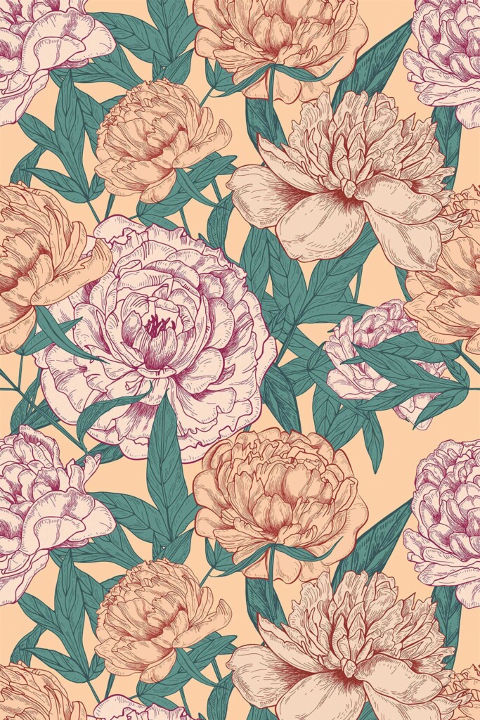 Dusty rose Floral wallpaper for walls by Fancy Walls