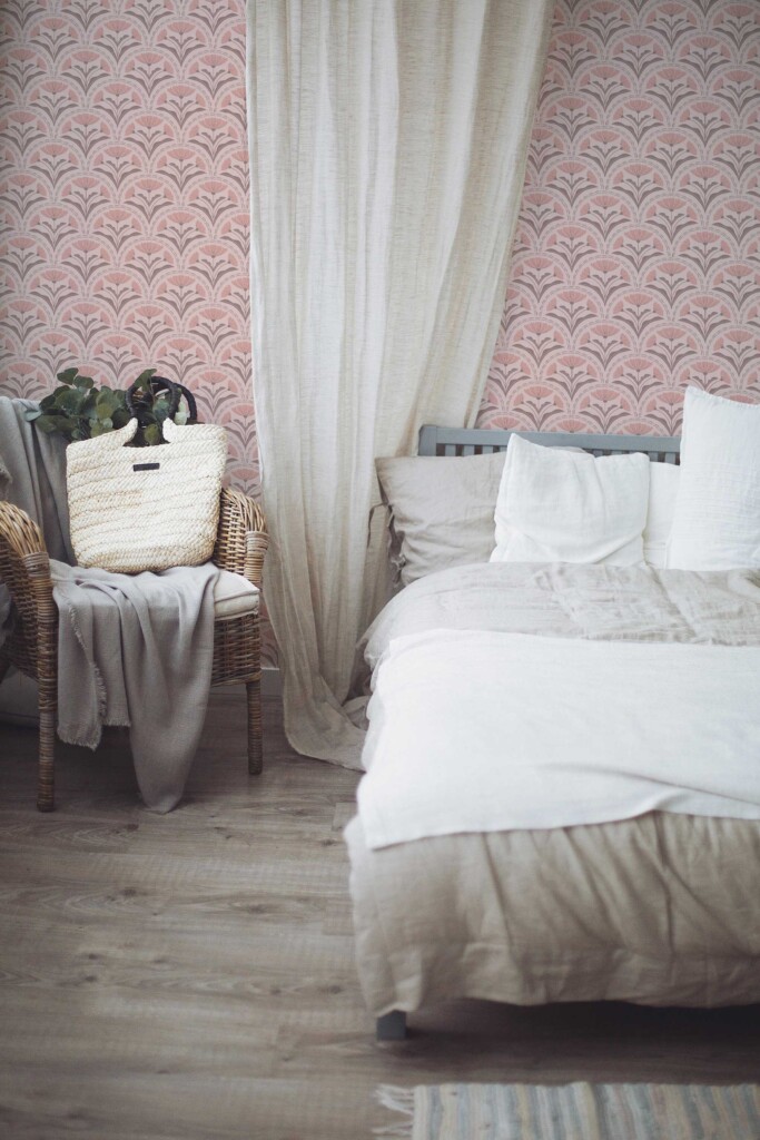 Removable wallpaper in dusty rose floral pattern by Fancy Walls