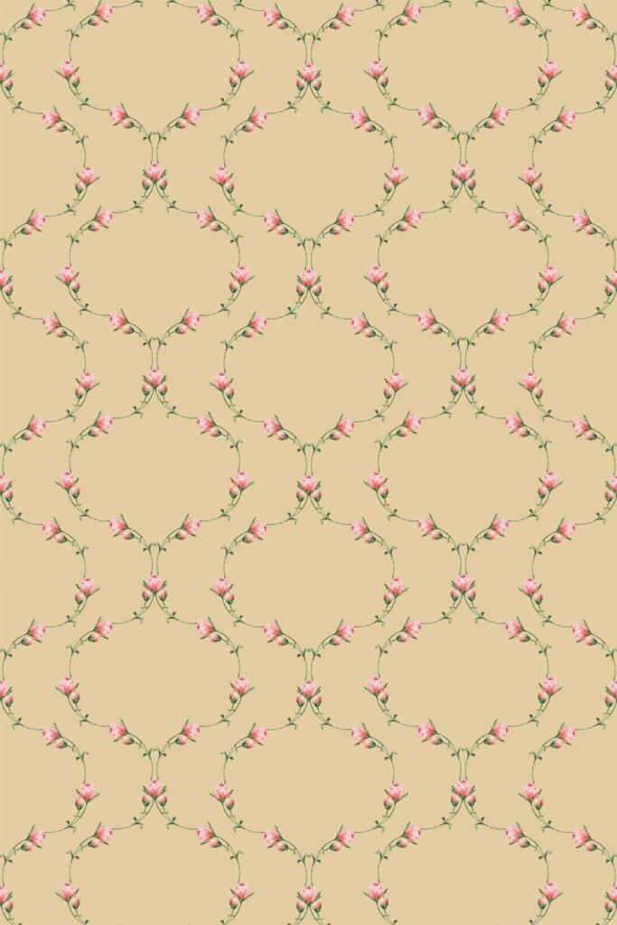 Pattern repeat of Earthy Rose Tangle removable wallpaper design
