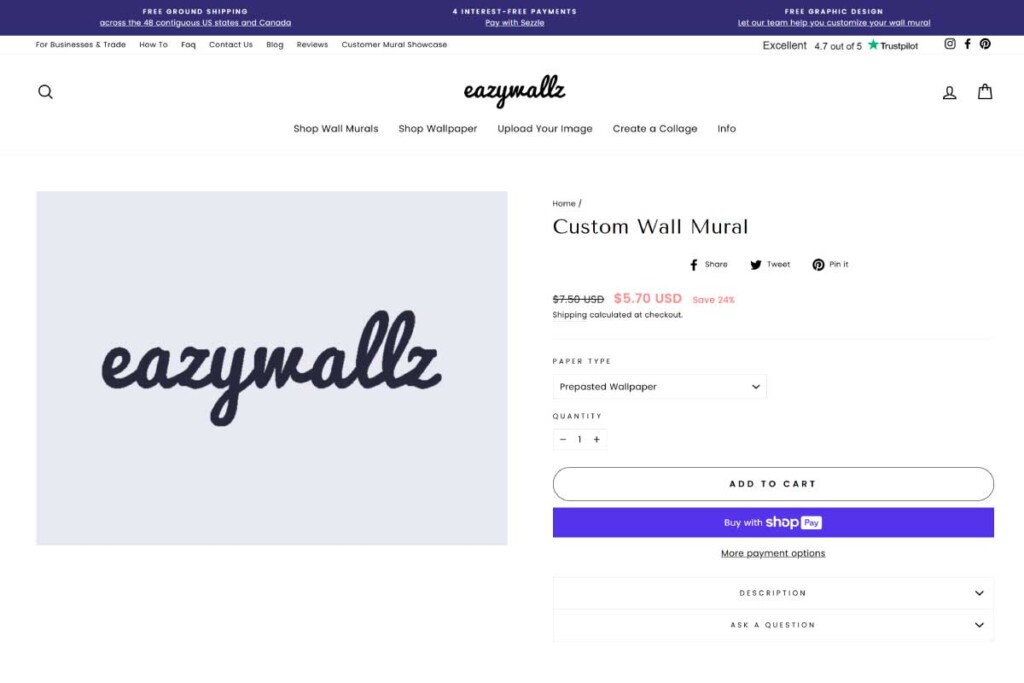 EazyWallz print on demand wallpaper service