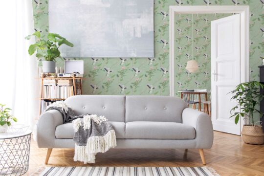 Echoes of Chinoiserie Songbirds wallpaper for living rooms