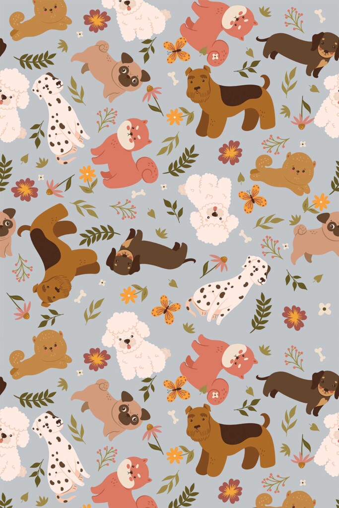 Fancy Walls stylish Gray Animal traditional wallpaper for Kids room walls.