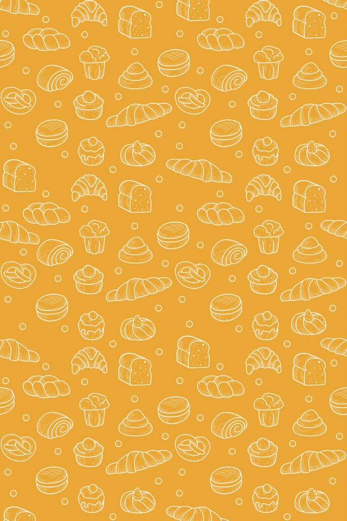 Orange Fun self-adhesive wallpaper for bakery walls by Fancy Walls