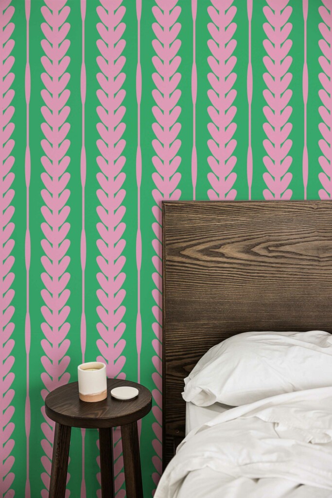 Pink Leaf Brilliance Self-Adhesive Wallpaper by Fancy Walls