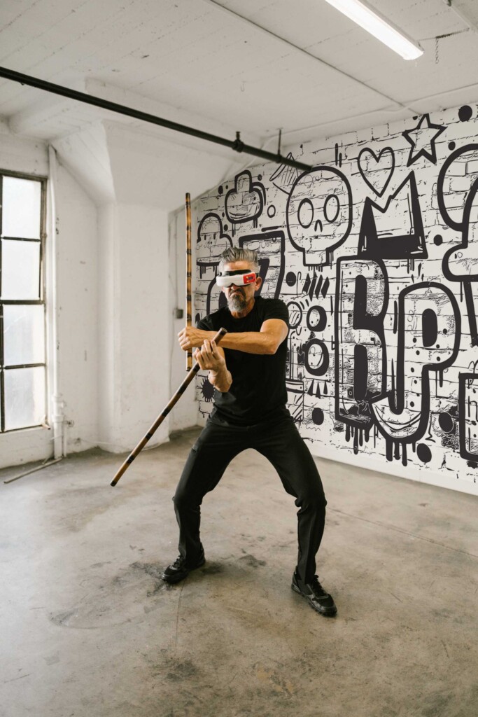 Removable wall mural by Fancy Walls with a fun graffiti design