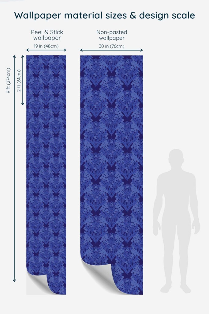 Fancy Walls peel and stick wallpaper with blue floral pattern