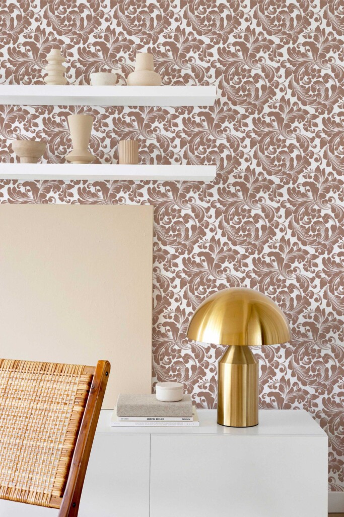 Fancy Walls Brown Damask self-adhesive wallpaper