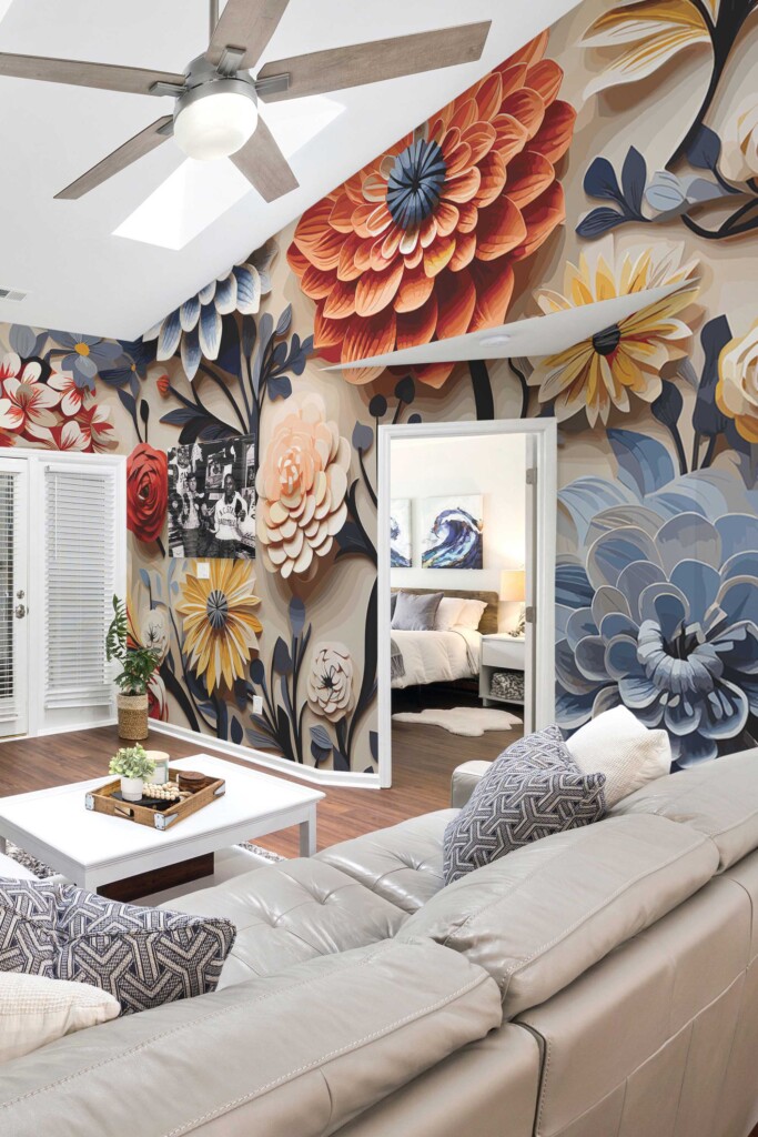 Colorful floral wall mural for accent wall Fancy Walls peel and stick wall murals