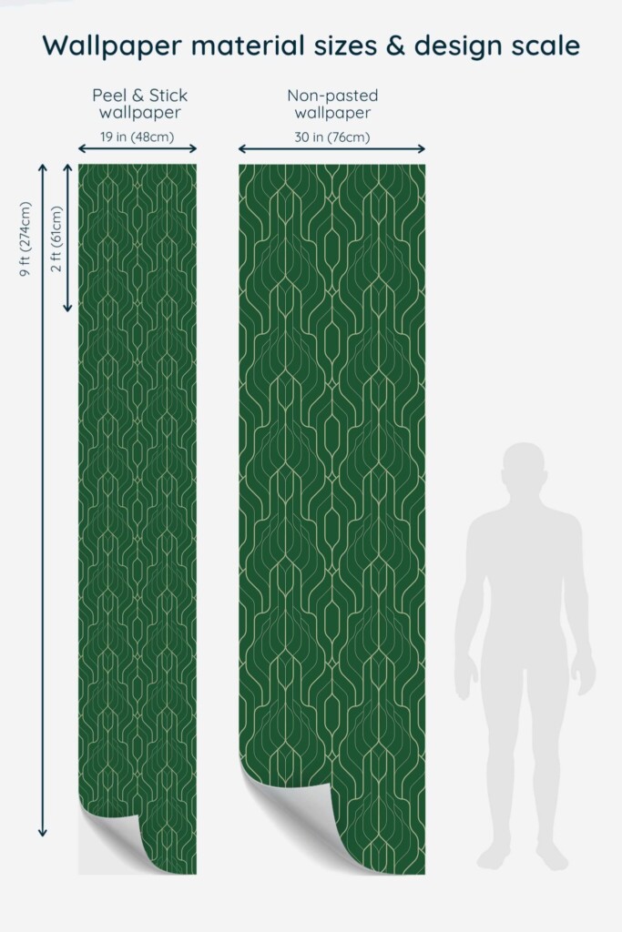 Fancy Walls forest green art deco peel and stick wallpaper