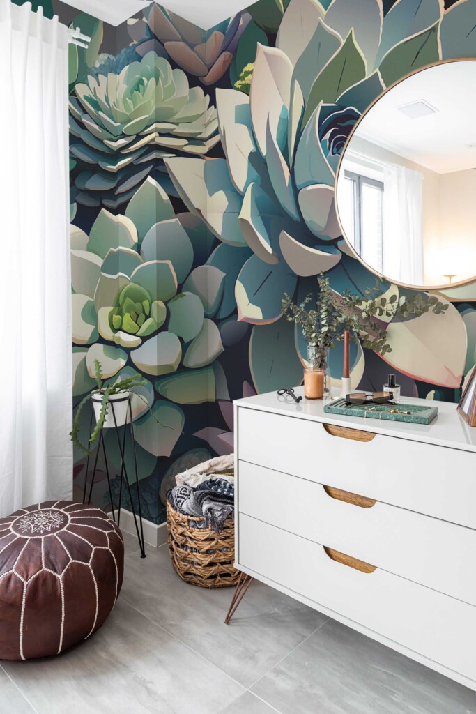 3D succulent mural for wall green floral wallpaper mural by Fancy Walls