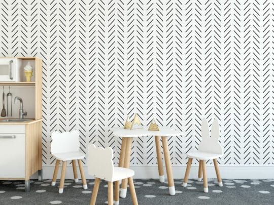 Black and white herringbone temporary wallpaper