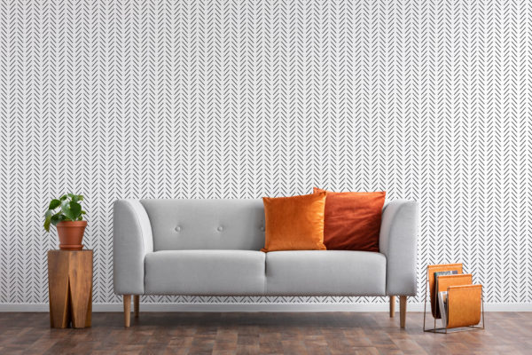 Black and white herringbone wallpaper for walls