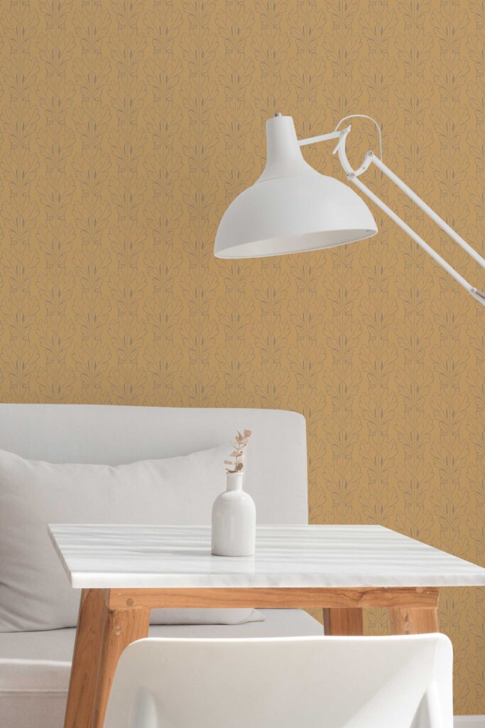 Fancy Walls elegant self-adhesive wallpaper featuring an Orange Leaf pattern.