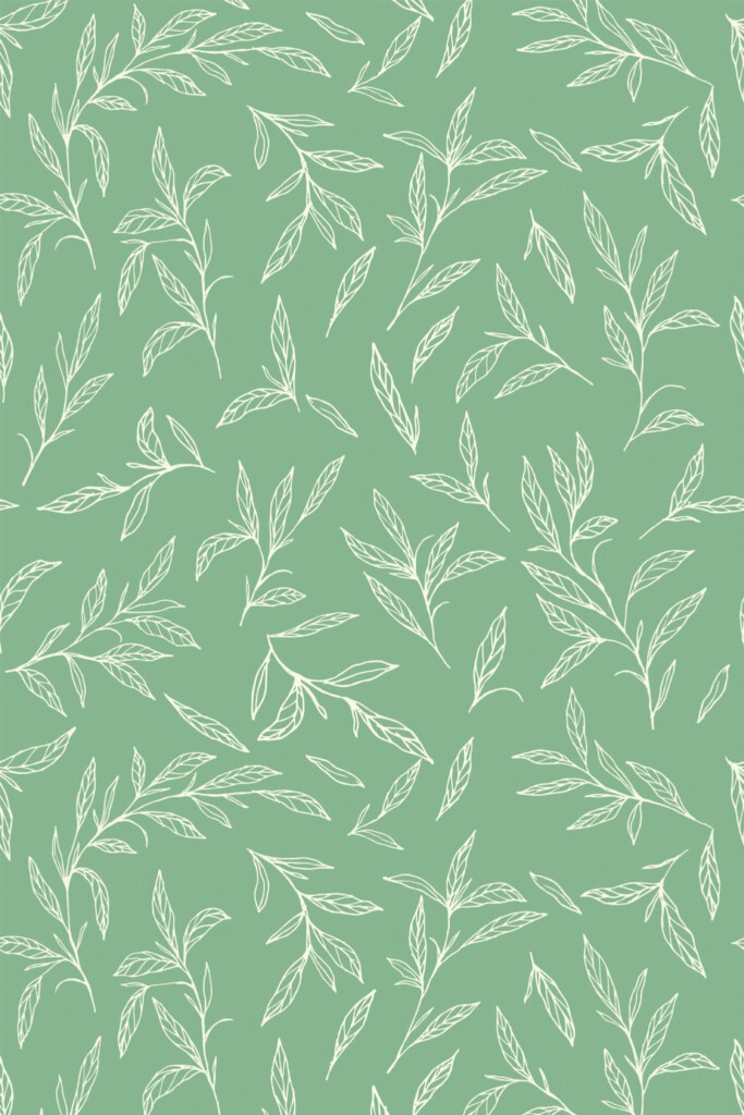 Pattern repeat of Elegant Leaves removable wallpaper design