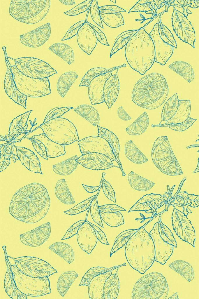 Pattern repeat of Elegant lemon removable wallpaper design