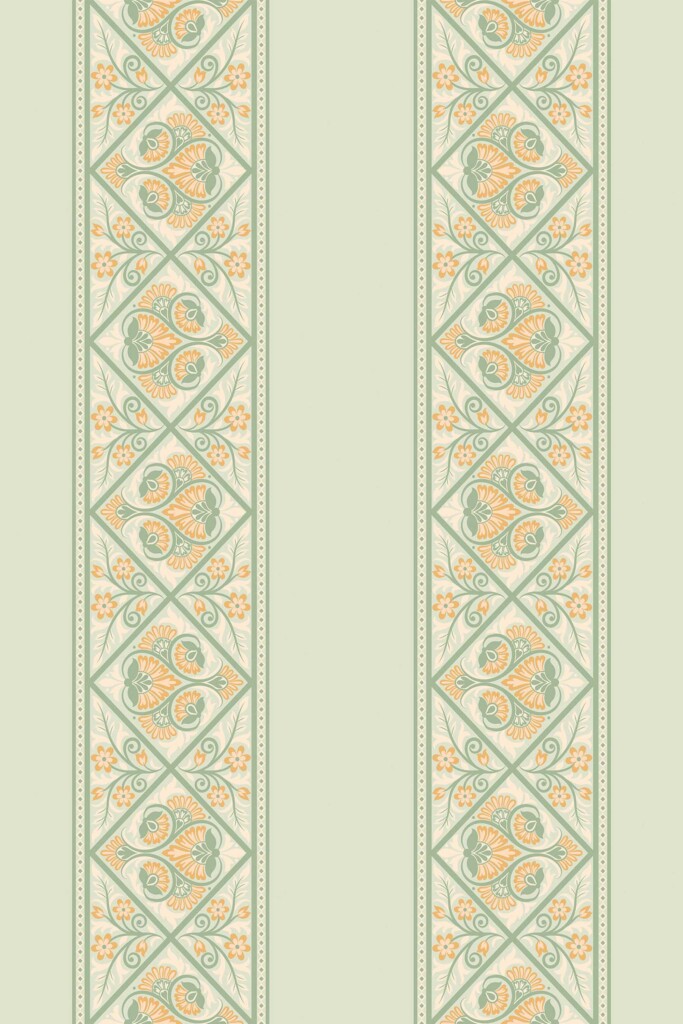Removable wallpaper with chateau floral theme in sage green by Fancy Walls