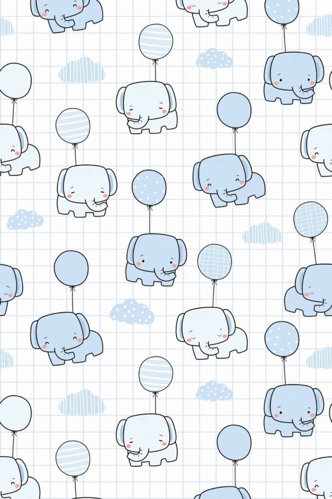 Pattern repeat of Elephant notebook removable wallpaper design