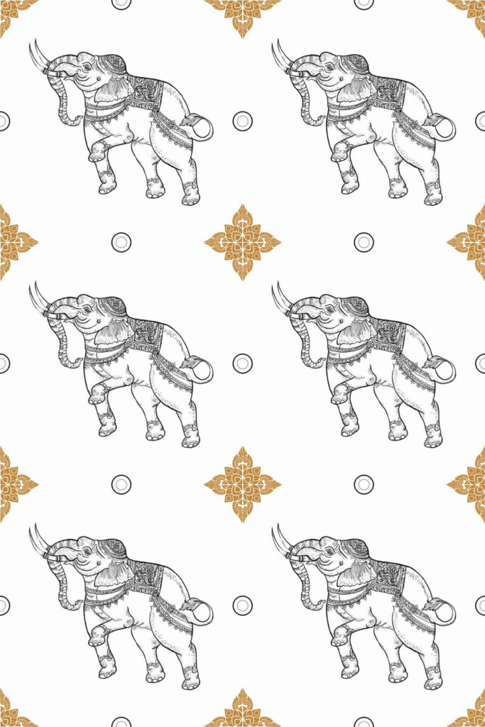 Pattern repeat of Elephant removable wallpaper design