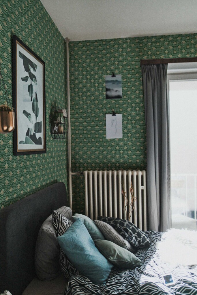 Wallpaper for walls in green floral pattern from Fancy Walls