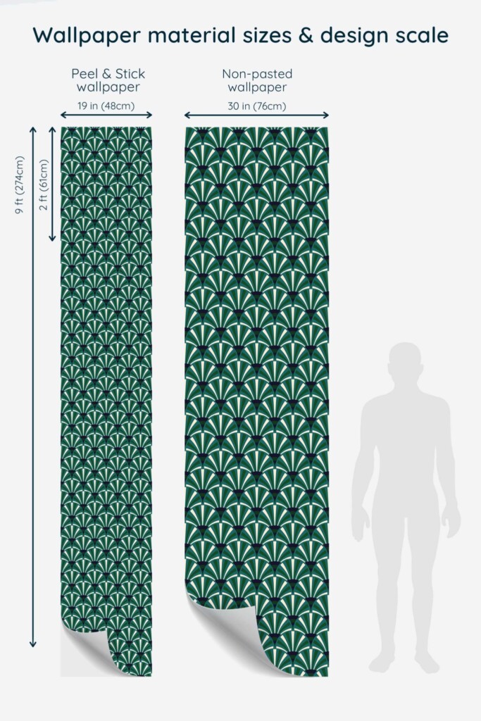 Traditional emerald green art deco wallpaper by Fancy Walls