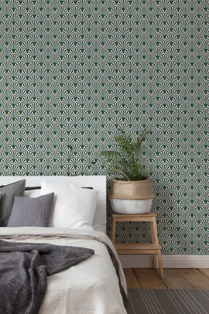 Fancy Walls emerald green removable wallpaper with art deco design
