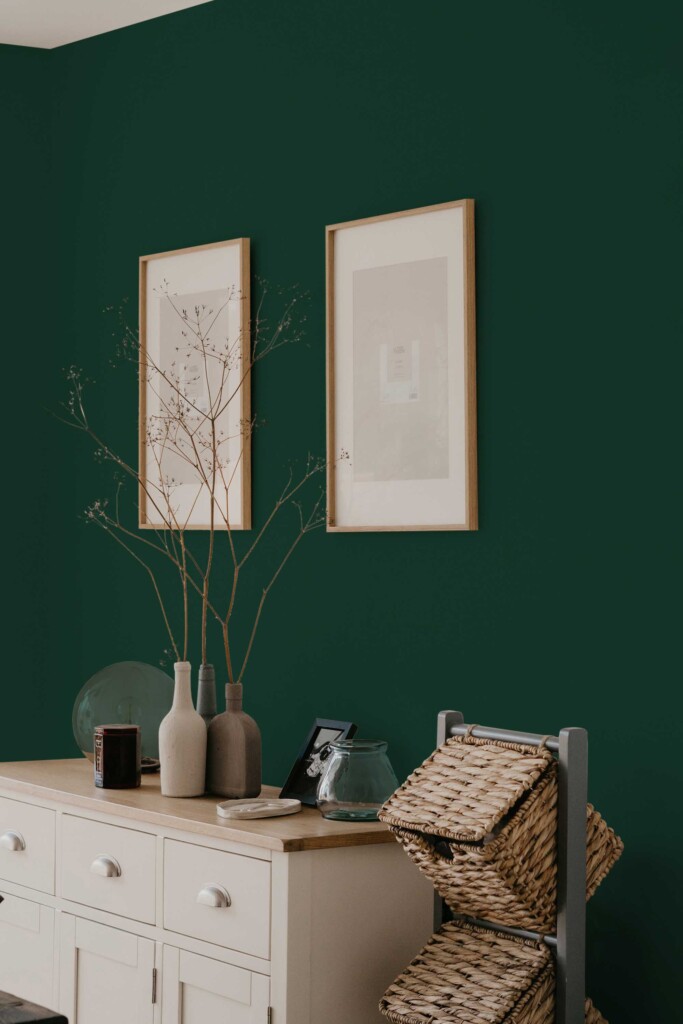 Fancy Walls removable wallpaper in emerald solid tone for dramatic accent walls