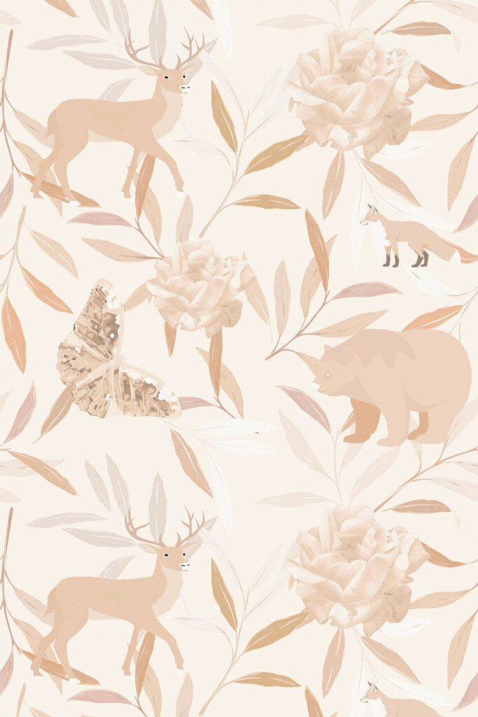 Pattern repeat of Enchanted forest removable wallpaper design