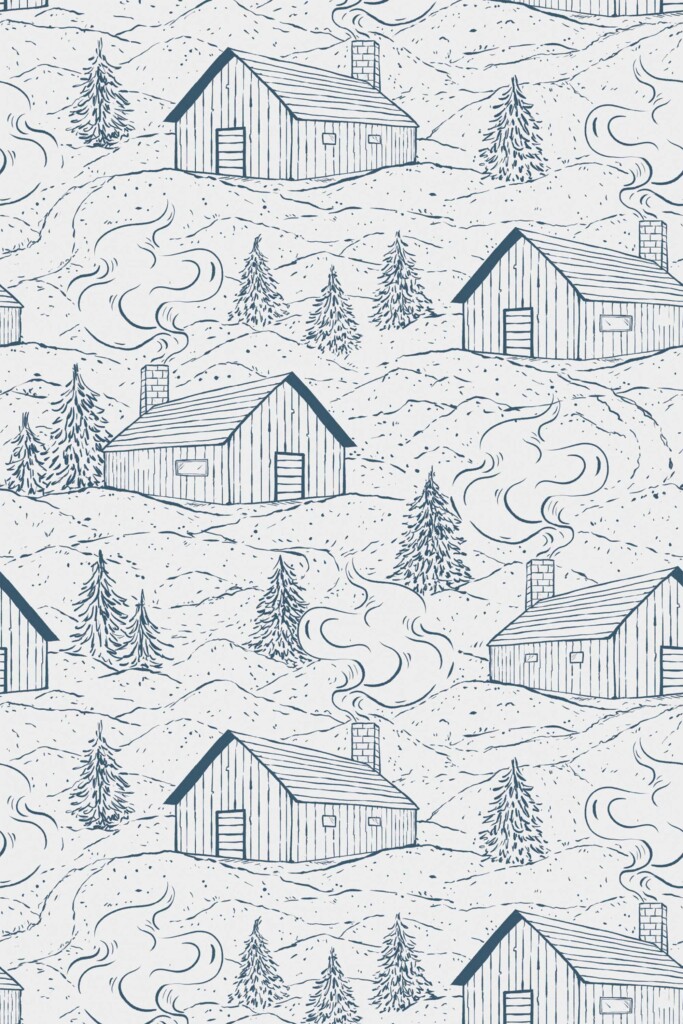 Fancy Walls Winter Cabins non-pasted wallpaper