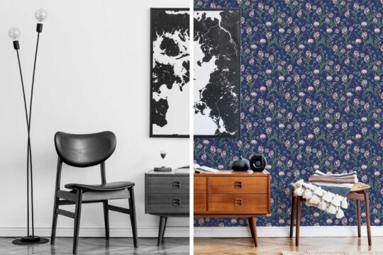 Dark ethereal flowers on wallpaper for walls by Fancy Walls