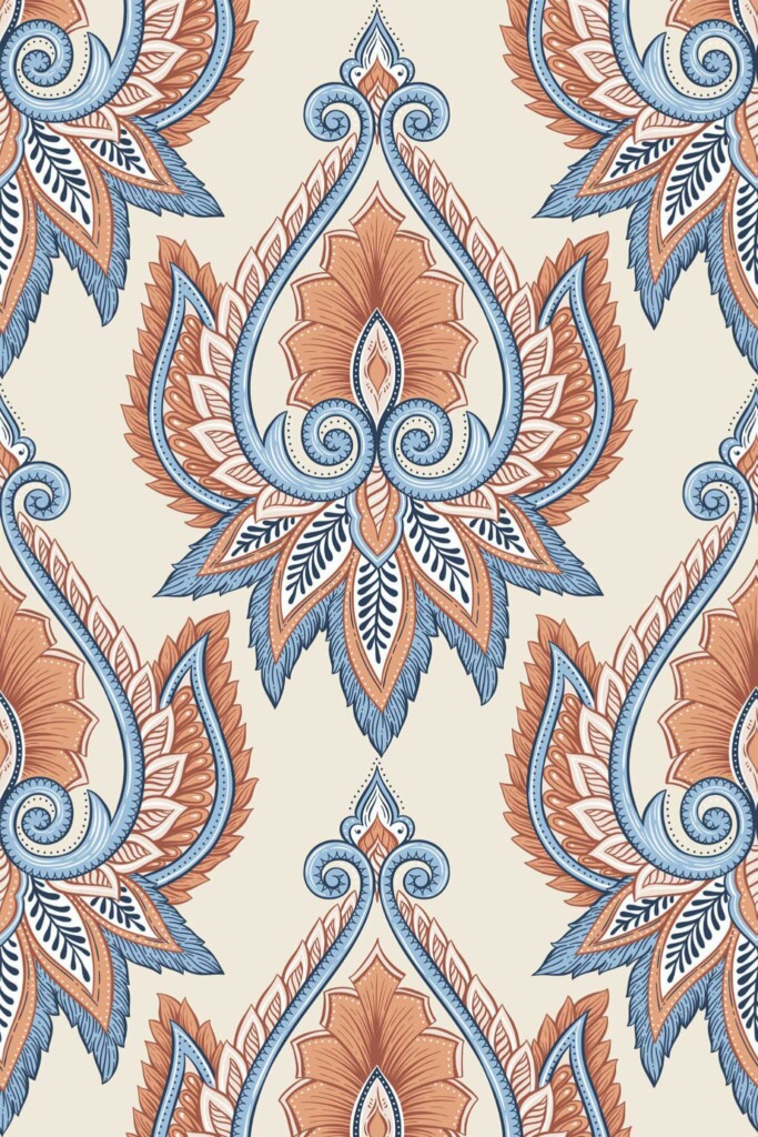 Pattern repeat of Ethnic floral removable wallpaper design