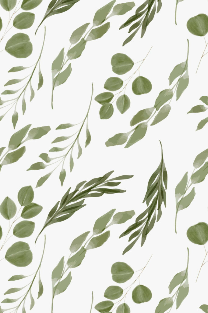 Pattern repeat of Eucalyptus removable wallpaper design