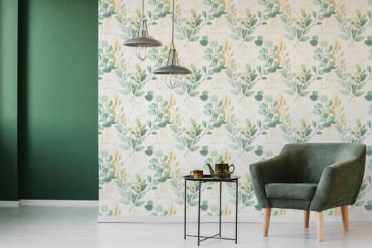 Green and white eucalyptus leaf sticky wallpaper