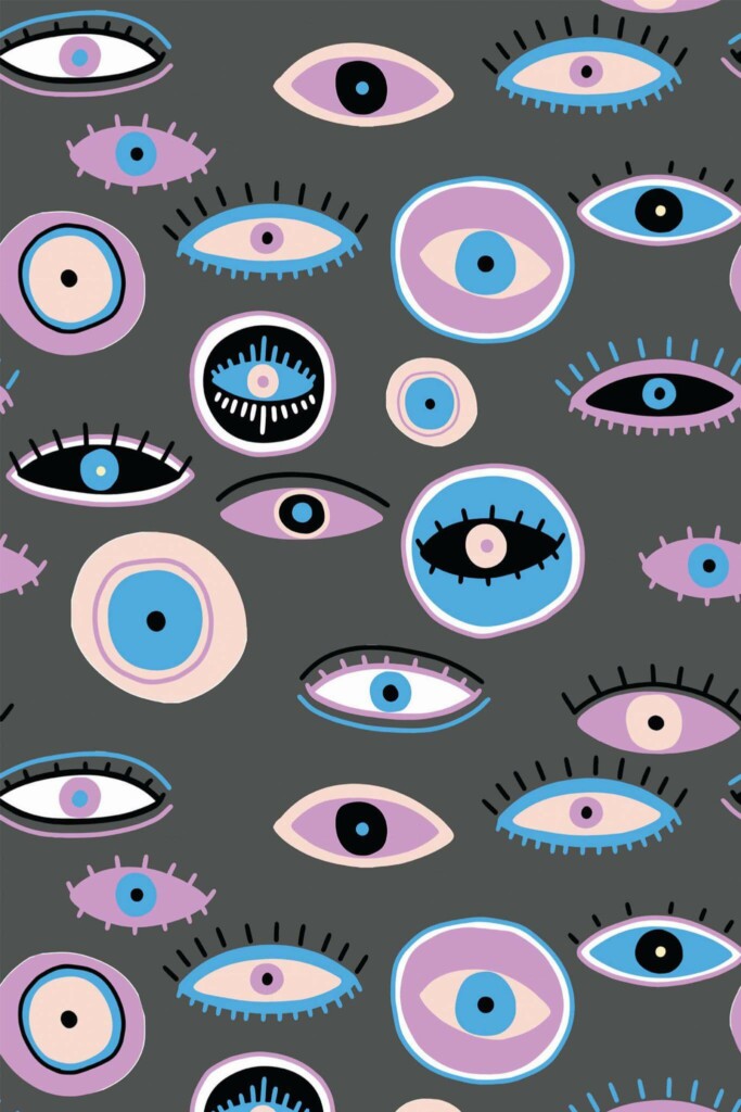 Pattern repeat of Eyes abstract removable wallpaper design