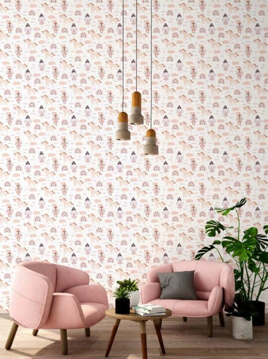 fairy and unicorn nursery non-pasted wallpaper