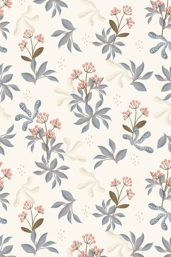 Pattern repeat of Fall floral removable wallpaper design