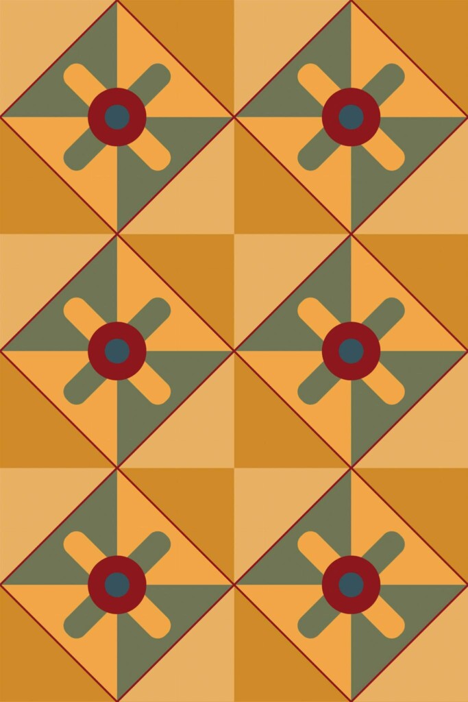 Pattern repeat of Fall Geometry removable wallpaper design