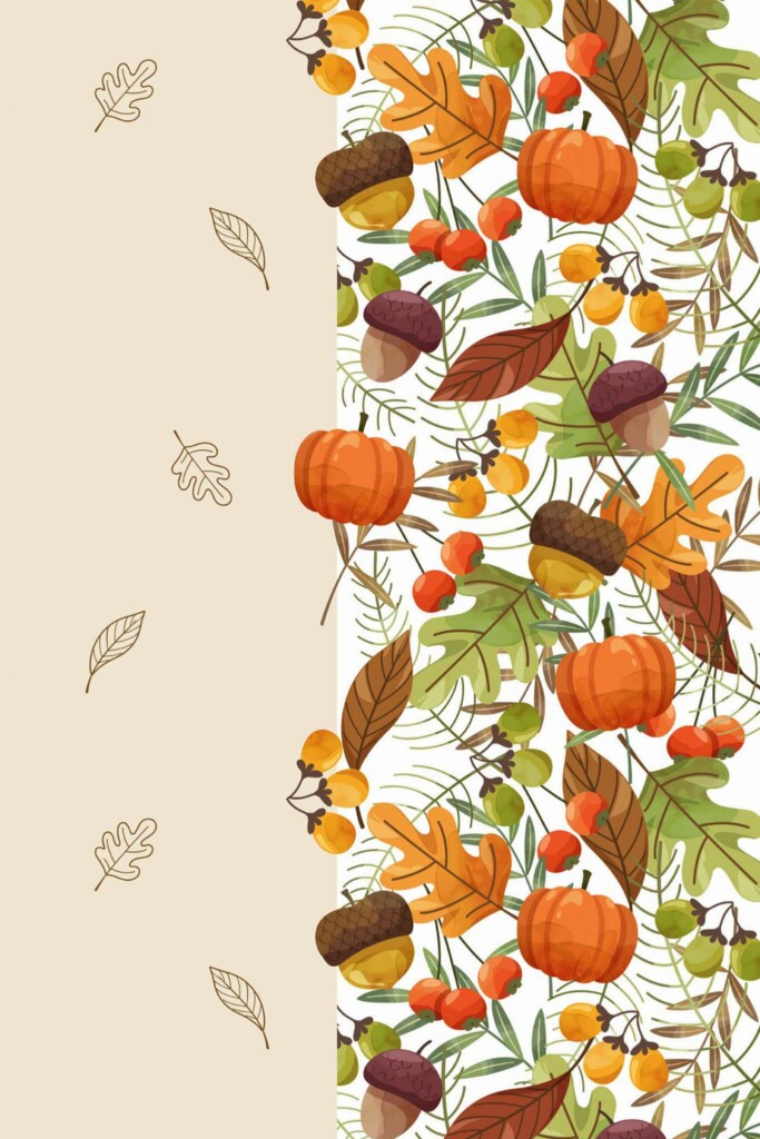 Pattern repeat of Fall thanksgiving removable wallpaper design