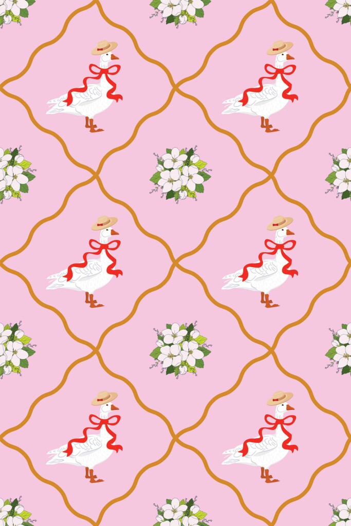 Fancy Walls goose in hat self-adhesive wallpaper