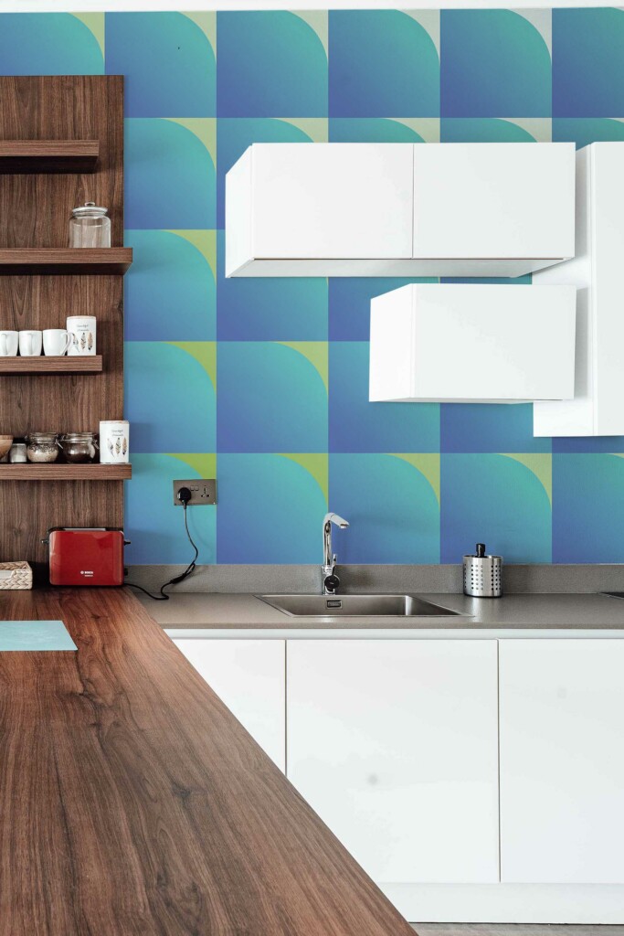 Fancy Walls peel and stick wall murals with GeoBlue pattern