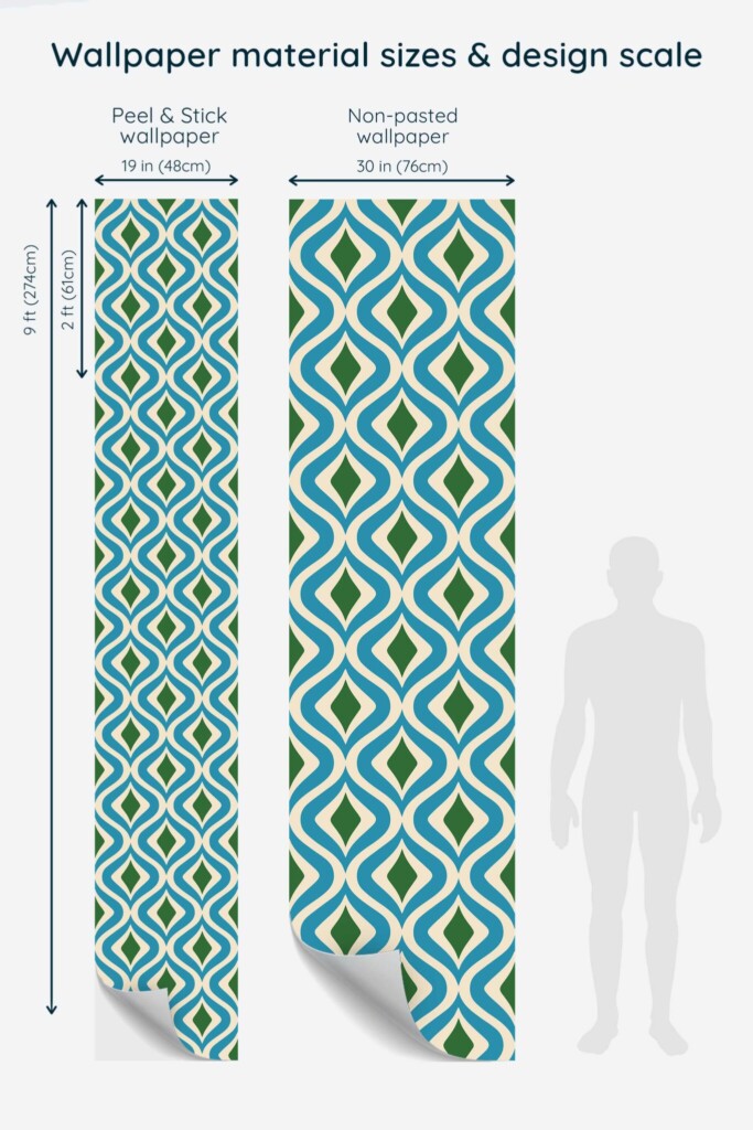 Fancy Walls self-adhesive wallpaper in blue retro pattern