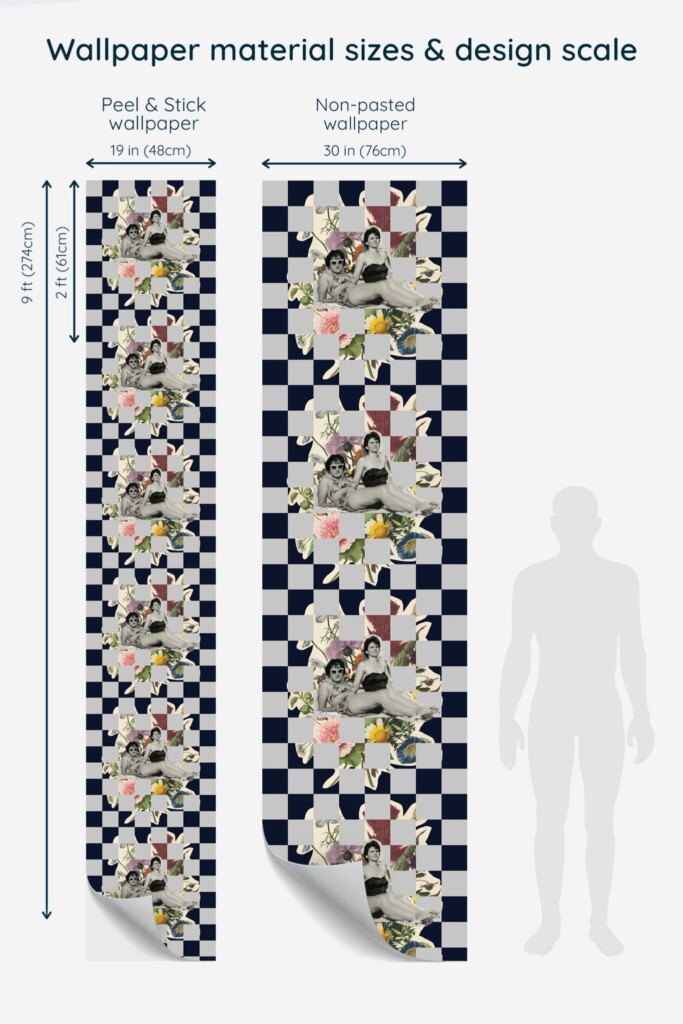 Gray check wallpaper for walls with novelty swimmers by Fancy Walls